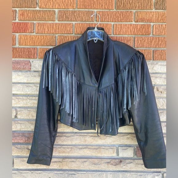 Jackets & Blazers - Cropped leather jacket with fringe